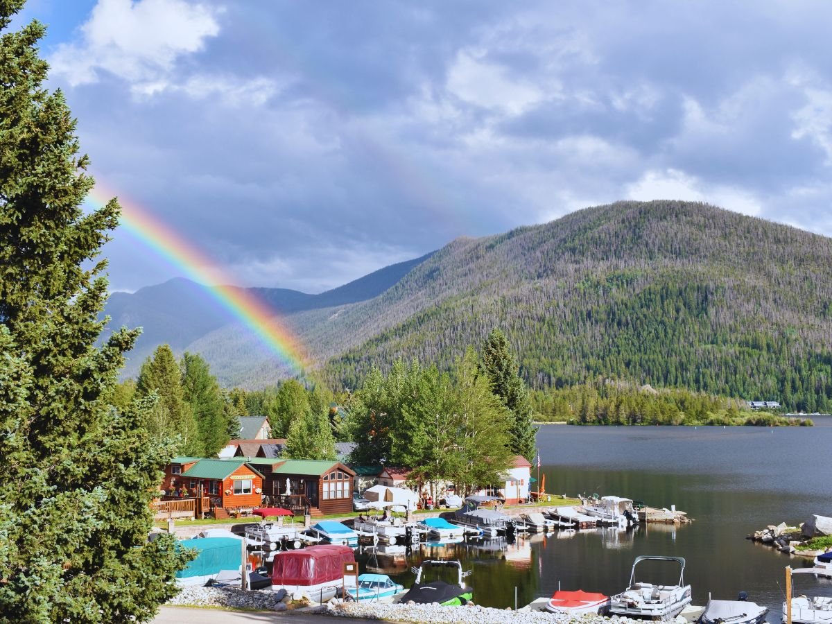 A rainbow from a view overlooking Grand Lake, Grand Lake, CO
