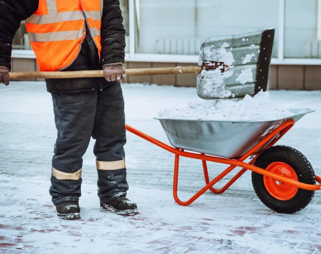 Snow shoveling in Silverthorne, CO, for steep driveways