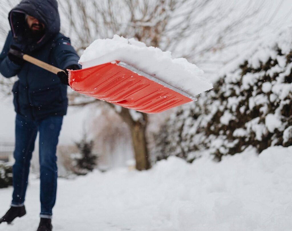 Snow shoveling in Eagle, CO, after overnight snowfall